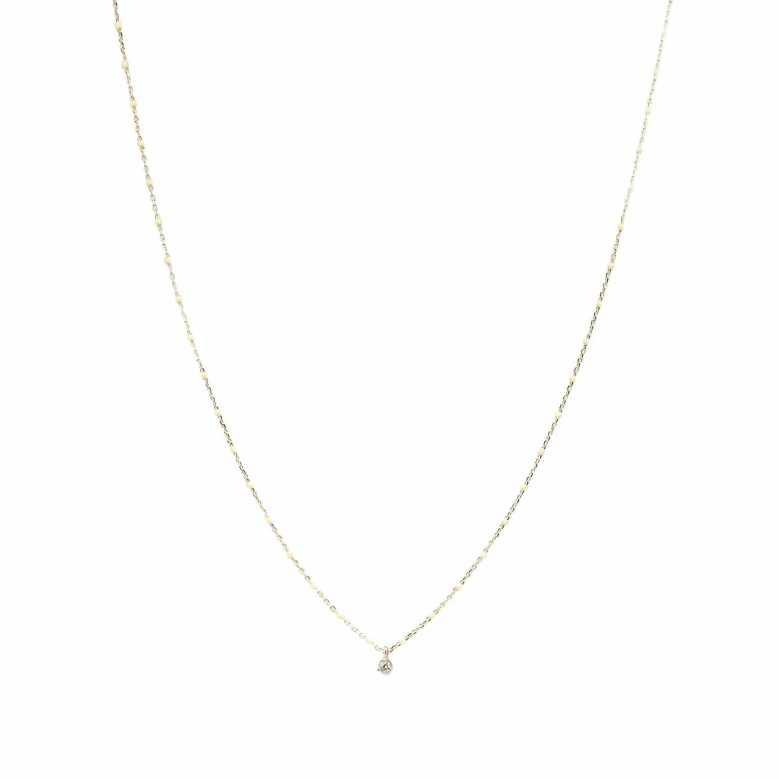 Sterling Silver Enamel Beaded Necklace with CZ