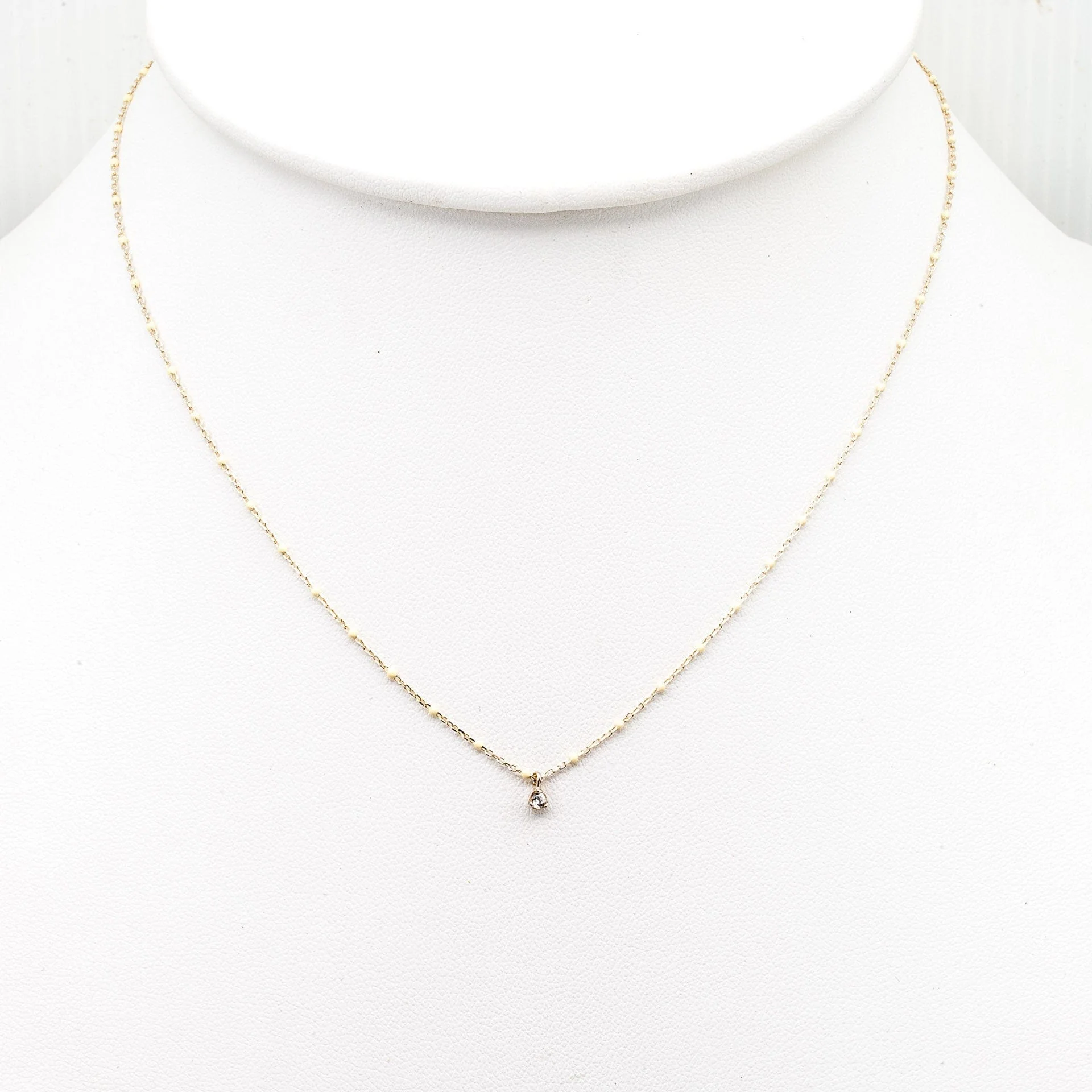Sterling Silver Enamel Beaded Necklace with CZ - Image 2