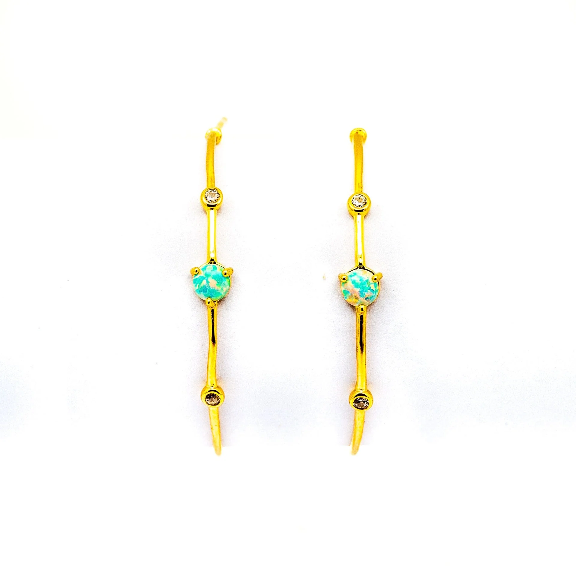 Gold Vermeil Large Hoop With Opal And Cz Detailing - Image 3