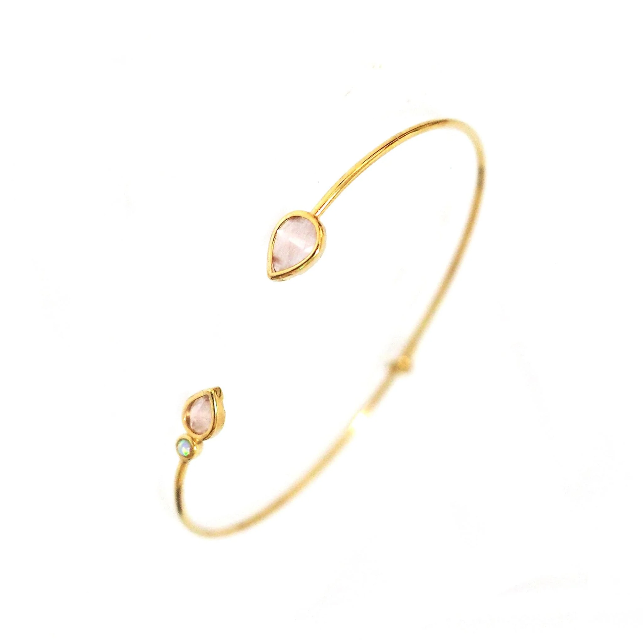 Teardrop Open Cuff Bracelet with Opal Accents - Image 2