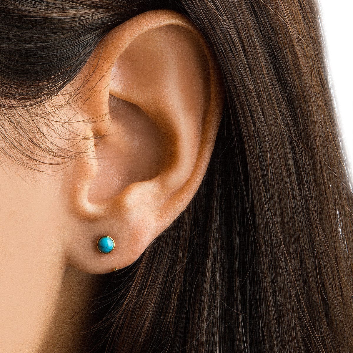 Turquoise Huggie Earrings - Image 2