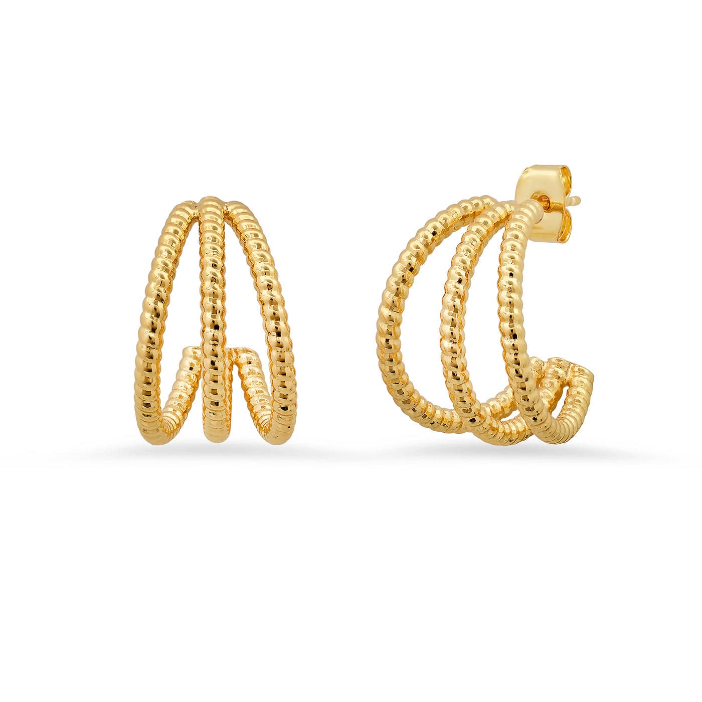 Twisted Gold Triple Hoops