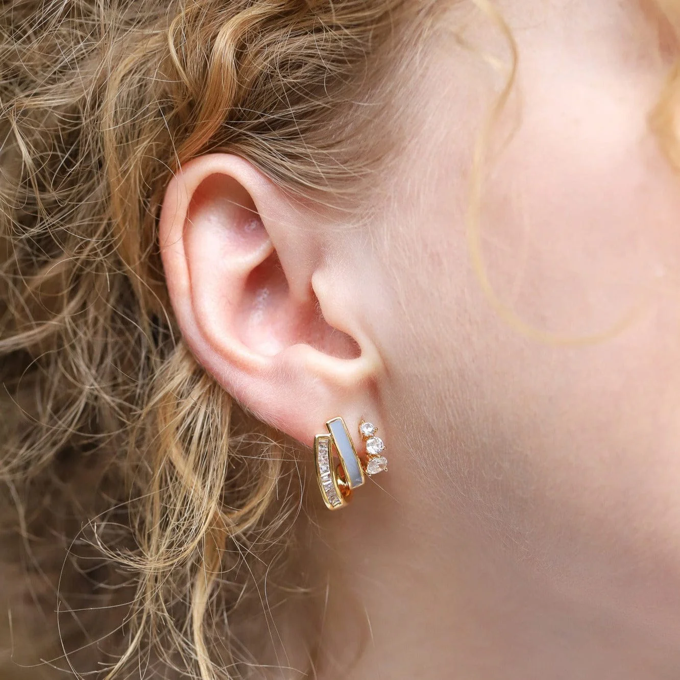 Vintage Style Channel Set CZ and Enamel Earrings - Image 2