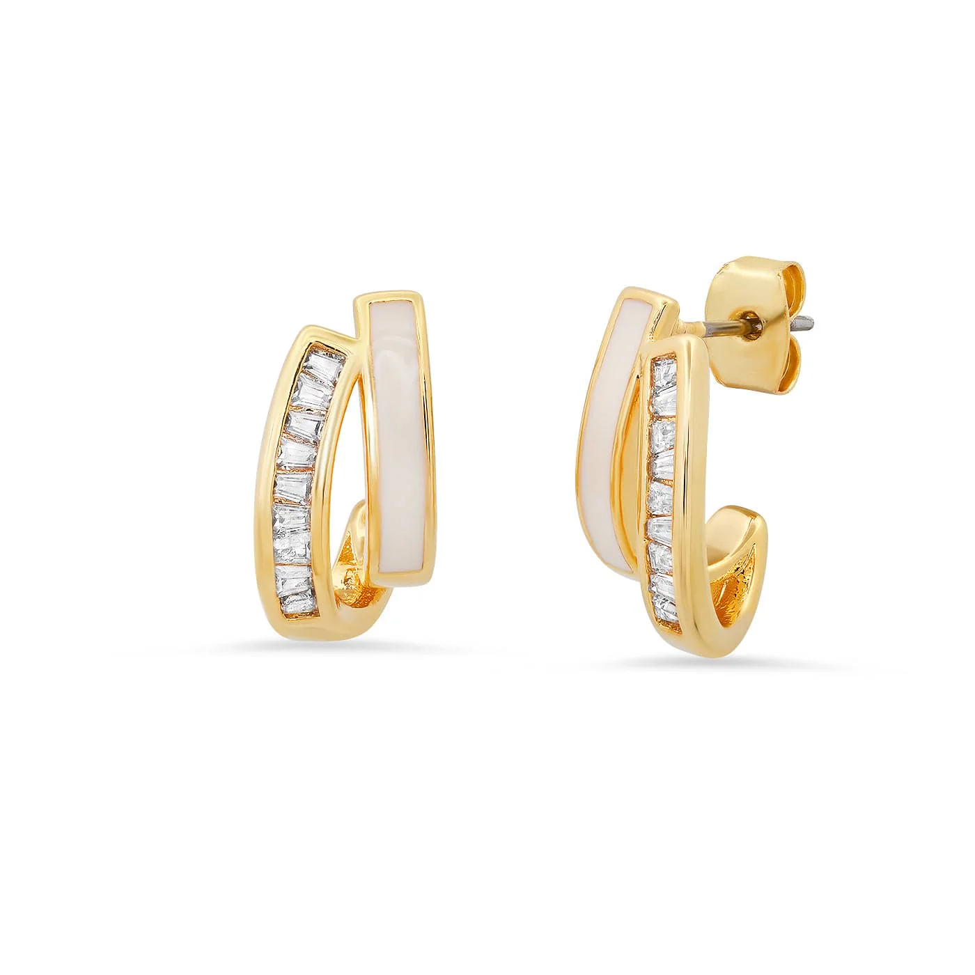 Vintage Style Channel Set CZ and Enamel Earrings - Image 3